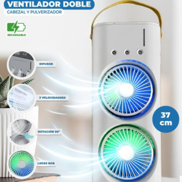 "Doble Ventilador Aire Frío Humidificador | Solución Eficaz para el Calor y la Sequedad del Aire" - Imagen 5