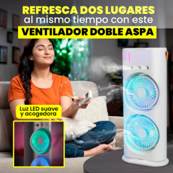 "Doble Ventilador Aire Frío Humidificador | Solución Eficaz para el Calor y la Sequedad del Aire" - Imagen 2