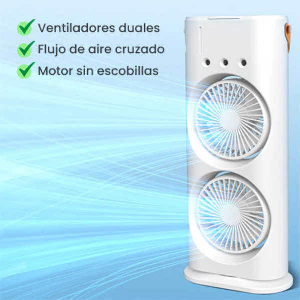 "Doble Ventilador Aire Frío Humidificador | Solución Eficaz para el Calor y la Sequedad del Aire" - Imagen 6