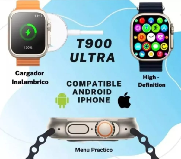 Smartwatch T900 Ultra Big 2.09" Serie 8 - Monitorización de Salud y Notificaciones | Compatible con iOS y Android - Imagen 3