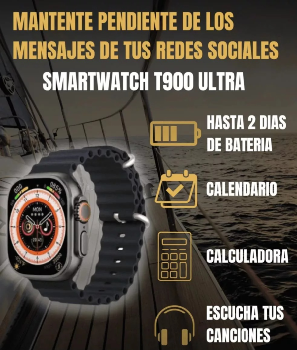 Smartwatch T900 Ultra Big 2.09" Serie 8 - Monitorización de Salud y Notificaciones | Compatible con iOS y Android - Imagen 4