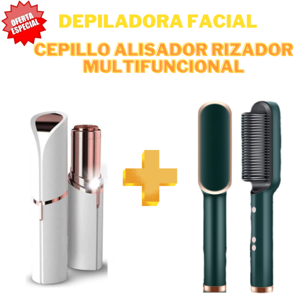 Depiladora Facial Profesional + Cepillo Alisador: Piel Suave y Libre de Vello en Casa